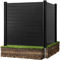 VEVOR 2 Panels Outdoor Privacy Screen, 48 x 48 in Air Conditioner Fence with 27.6 in Ground Stakes, Pool Equipment Enclosure, Horizontal Vinyl Privacy Fence, Ideal for Trash Can and A/C Units, Black