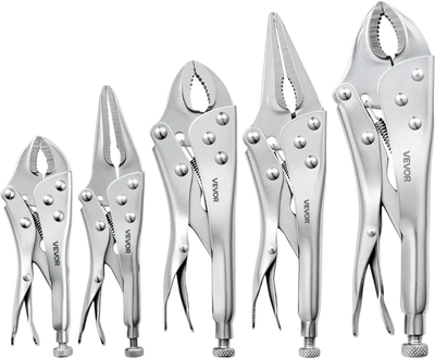 Vevor Locking Pliers Set 5-Piece Nickel-Plated Carbon Steel Hand Tools New
