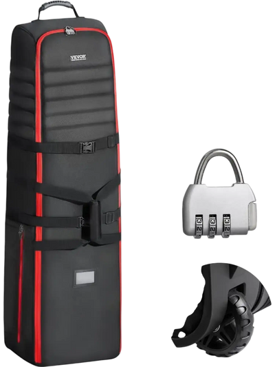 VEVOR Golf Travel Bag, Outdoors Soft-Sided Golf Travel Cover Case, Heavy Duty 1000D Nylon Wear-Resistant, Padded Golf Luggage Case Cover with Wheels, Foldable Golf Club Storage Bag for Airlines