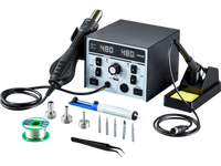VEVOR 2-in-1 Hot Air Rework Station & Soldering Station, 820W LED Digital Rework and Soldering Iron Station with 5V USB Charging Port, Adjustable Temps & Airflow, ℃/℉ Conversion, 3 Hot Air Nozzles