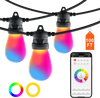 VEVOR RGB Outdoor String Lights, 100FT, Outside Patio Lights with APP Control 30 Bulbs, 15 Single-Color Adjustable Brightness Time Setting, Waterproof Hanging Lights for Halloween Decoration Christmas