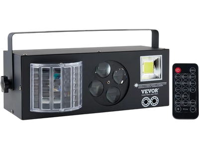 VEVOR Stage Lights, 4 in 1 RGB Party Lights, LED Pattern Strobe Light, Mixed Lighting Effects Sound Activated with Red & Green Effect Light for DJ Club Disco Party Wedding Birthday Christmas (Black)