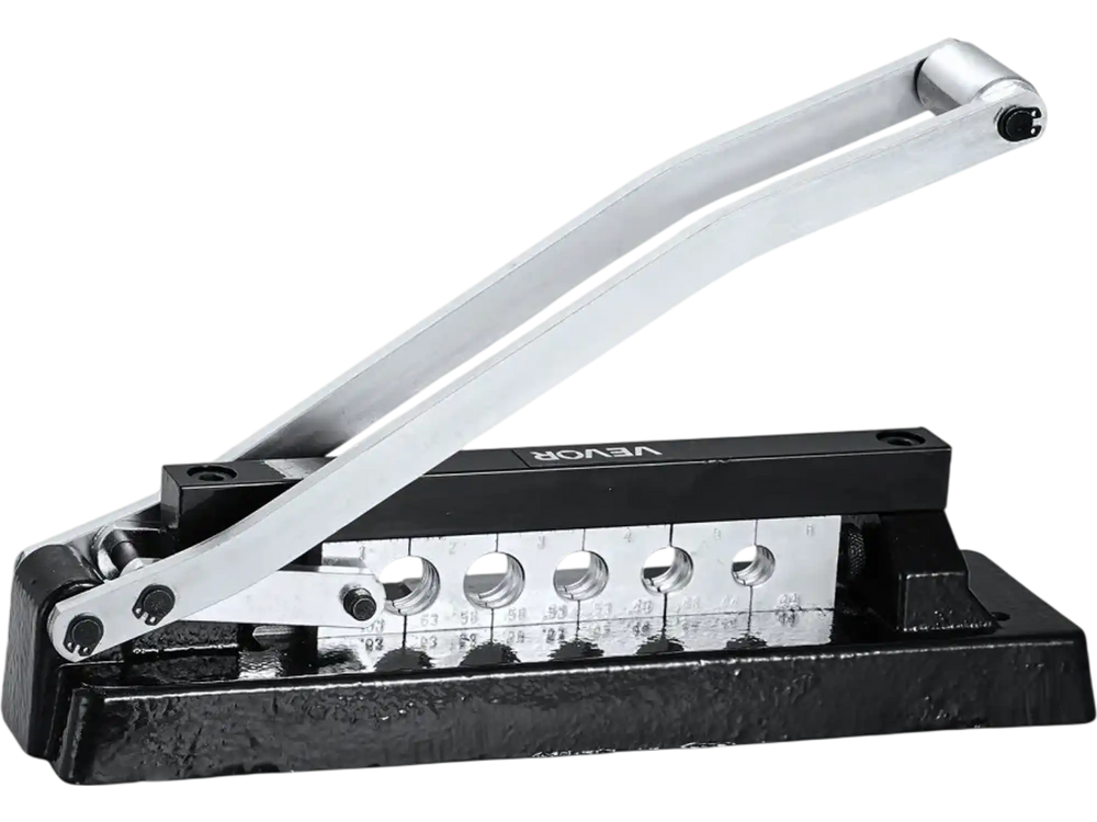 VEVOR Heavy Duty Hose Ferrule Crimping Tool, Standard Bench Hose Crimper with 5 Die Holes & 0.44"-0.63" Crimping Range for PVC Rubber Hoses, Air Hoses Crimping Repair Kit (Ferrules Not Included)