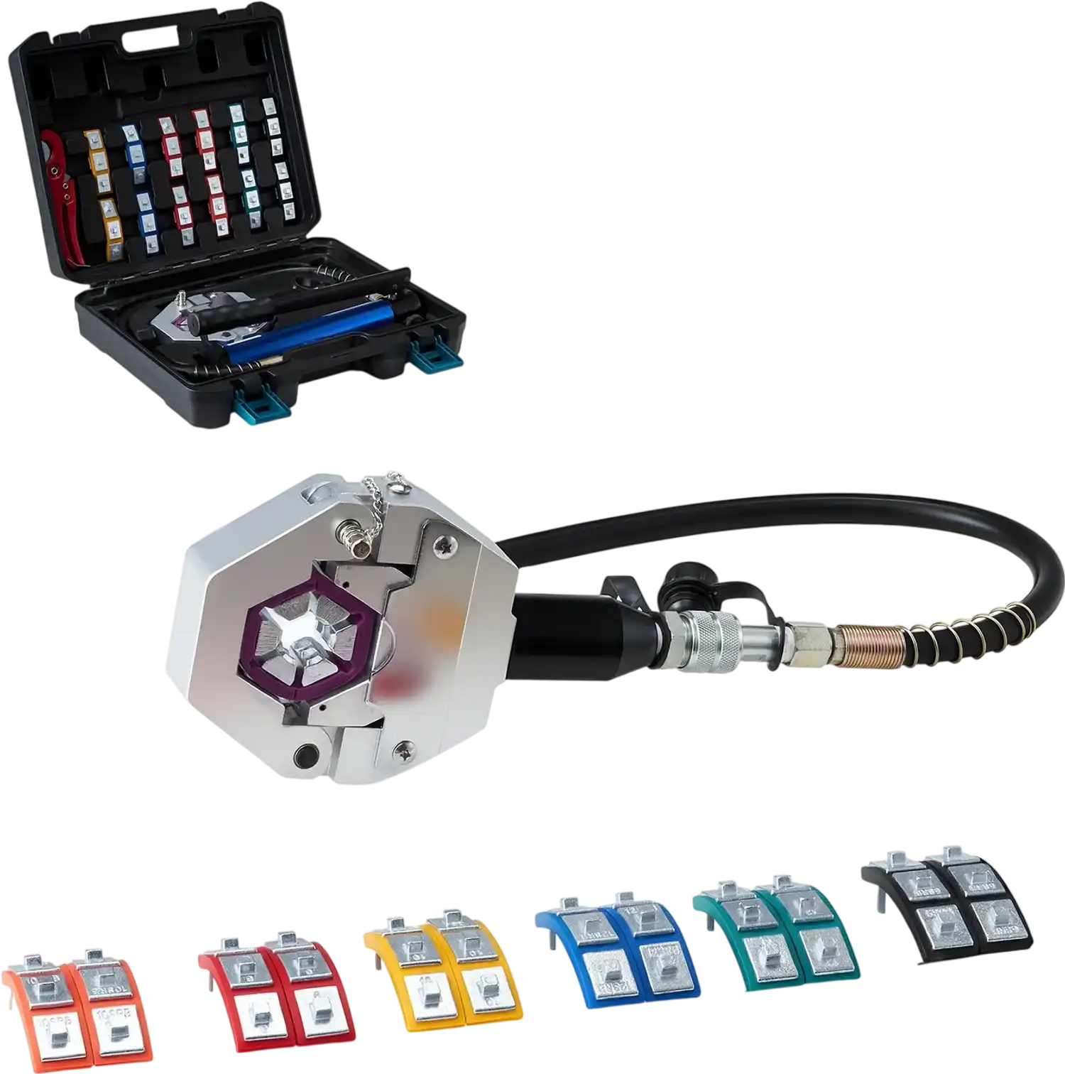 Vevor Hydraulic Hose Crimper Kit with 7 Dies and Manual Pump New