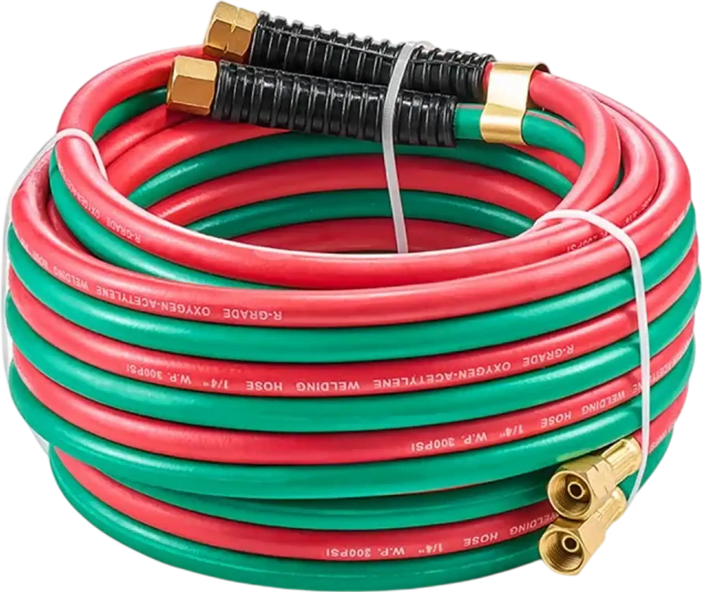 VEVOR Oxygen Acetylene Hose, 1/4-Inch x 25FT Oxy Acetylene Hose with 9/16"-18 LH/RH B Fittings, R Grade Welding Torch Twin Hose with 300PSI Maximum Working Pressure for Cutting Soldering Brazing