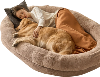 Vevor Human Dog Bed Washable Faux Rabbit Fur Brown 72