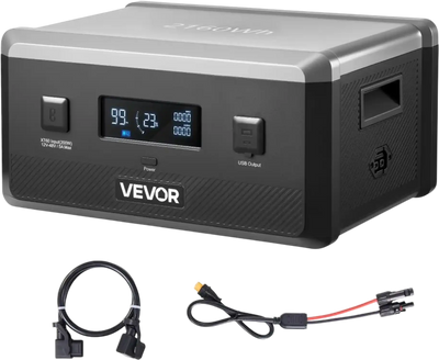 VEVOR Extra Battery for Portable Power Station, 2160Wh LiFePO4 Extra Expansion Battery with 3 Output Ports for Home Use, Outdoor Camping, Road Trips, RVs, Emergencies