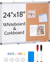 VEVOR 24"x18" Whiteboard & Cork Board Combo with Aluminum Frame – 2-in-1 Magnetic Dry Erase Bulletin Board for Wall Mount – Ideal for School, Home, Office