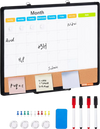 VEVOR 24"x 18" Monthly Calendar Whiteboard & Cork Board Combo with Aluminum Frame – 2-in-1 Magnetic Dry Erase Bulletin Board for Wall Mount – Ideal for School, Home, Office