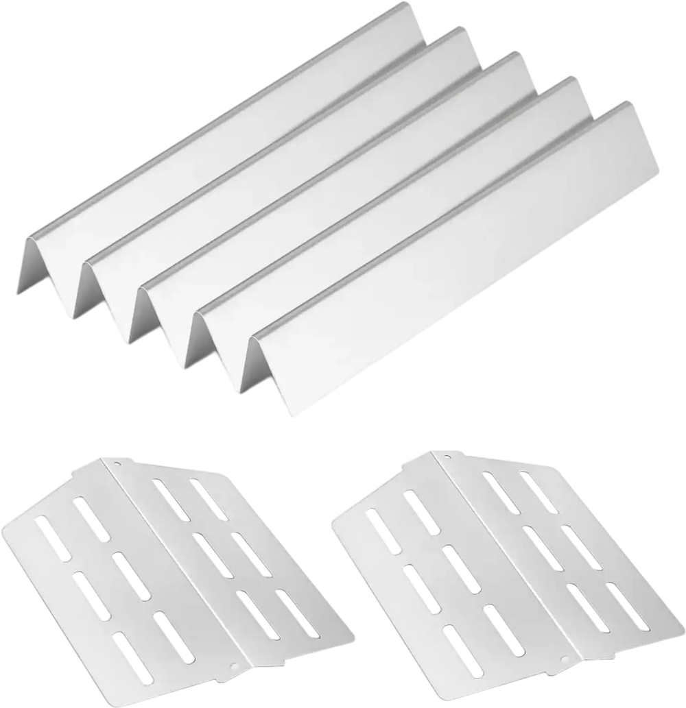 VEVOR Flavorizer Bars and Heat Deflectors, 17 inch Grill Replacement Part, for Weber Genesis 300 Series Grills, Including E310 E320 E330 S310 S320 S330, Stainless Steel Thicker Heat Plate, 7 Pack