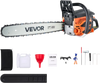 VEVOR 62 cc Gas Chainsaw, 20 inch Gas Powered Chainsaw, 3.8 HP Power Chain Saw with Non-Slip Handle, Gas-Powered Chainsaws with Dual Fuel Tanks, For Wood Cutting, Tree Trimming, and Land Clearing
