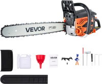 VEVOR 62 cc Gas Chainsaw, 20 inch Gas Powered Chainsaw, 3.8 HP Power Chain Saw with Non-Slip Handle, Gas-Powered Chainsaws with Dual Fuel Tanks, For Wood Cutting, Tree Trimming, and Land Clearing