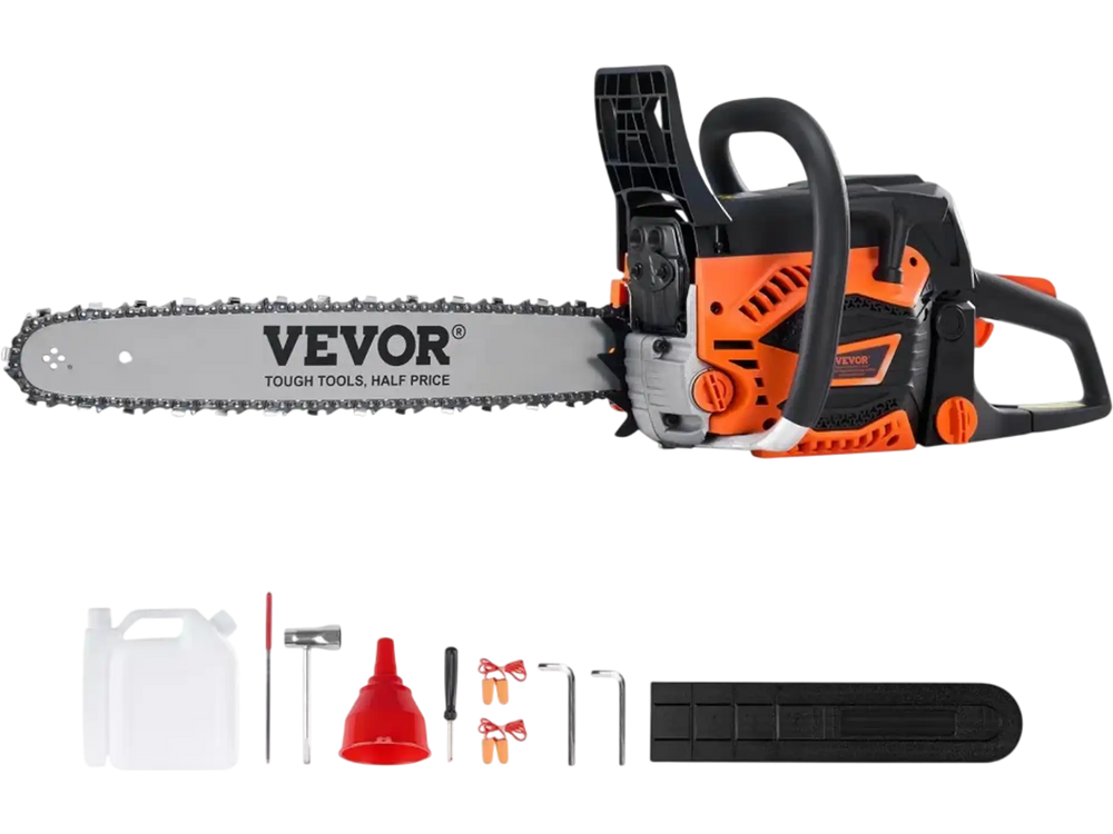 VEVOR Gas Chainsaw, 52CC 18" 2.55HP, Gasoline Powered Chain Saw, Handheld Cordless Petrol Chainsaws for Tree Wood Branch Cutting, Tree Trimming, Land Clearing, Farm Garden Ranch Forest Cutting Use