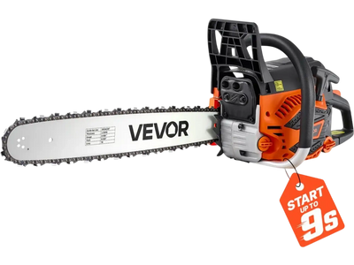 VEVOR Gas Powered Chainsaw 20 Inch 62CC 3.8HP 2 Stroke Engine Gas Chainsaw, for Wood Cutting, Tree Trimming & Land Clearing, Throttle-Synced Choke, Power Chain Saw with Non-Slip Handle & Dual Tanks