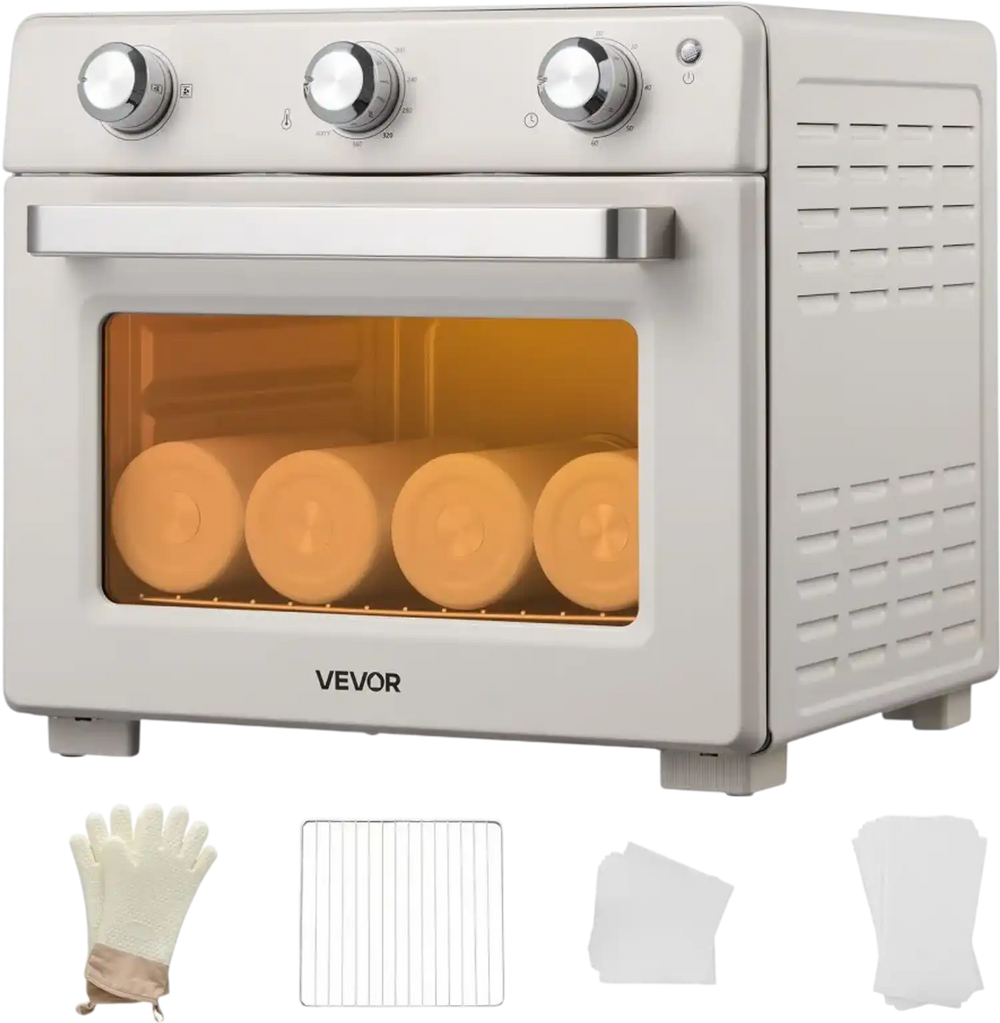 VEVOR Sublimation Oven Machine, 26 Qt, Fits 40oz Tumblers, with 50 Shrink Films, 1 Tape and 2 Heat Gloves, 360° Turbo Convection for Sublimation Blank Tumblers, Mugs, Bowls, Off-White