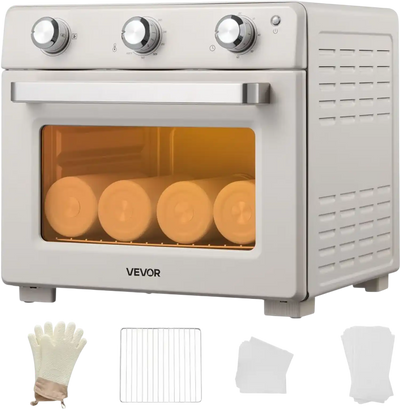 VEVOR Sublimation Oven Machine, 26 Qt, Fits 40oz Tumblers, with 50 Shrink Films, 1 Tape and 2 Heat Gloves, 360° Turbo Convection for Sublimation Blank Tumblers, Mugs, Bowls, Off-White