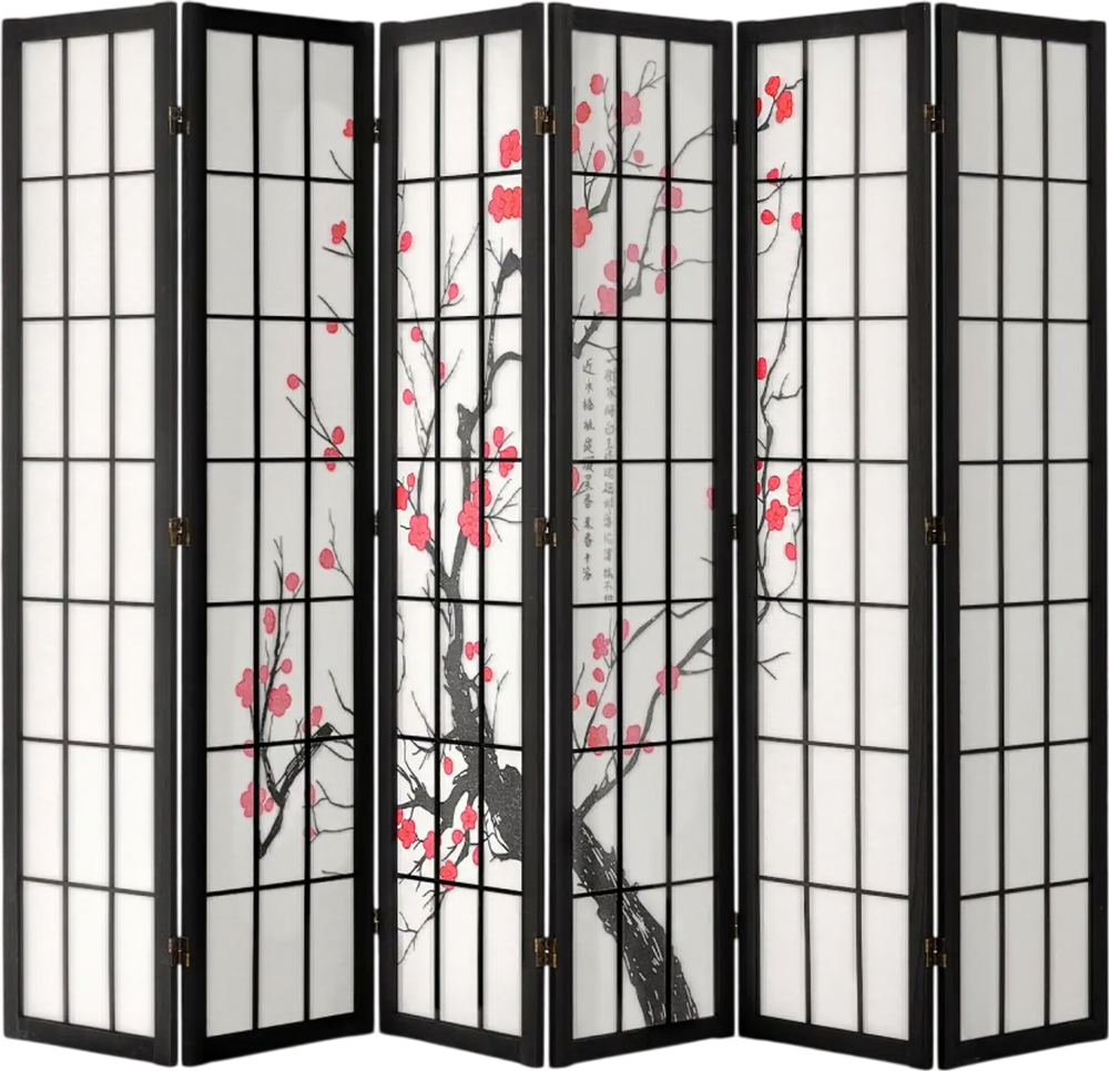 VEVOR Room Divider, 6 Panel Japanese Room Divider Screen, Wood Folding Privacy Screen Indoor, Japanese Partition Portable Decoration Dividers, for Room Separation Home Office Restaurant & Bedroom