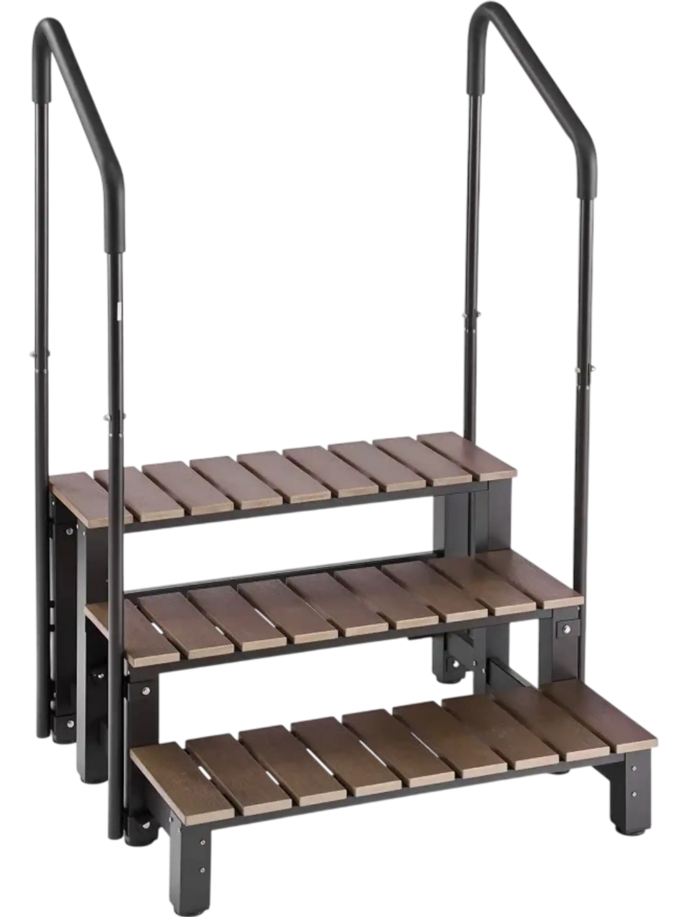 VEVOR Hot Tub Steps with Handrail 3-Step Spa Outdoor Stairs 550lbs Capacity, 32.3in Wide Step, Steel & Plastic, Easy Assembly, Non-Slip Step Ladder for Above-Ground/Inflatable Pool, RV,Patio,Deck