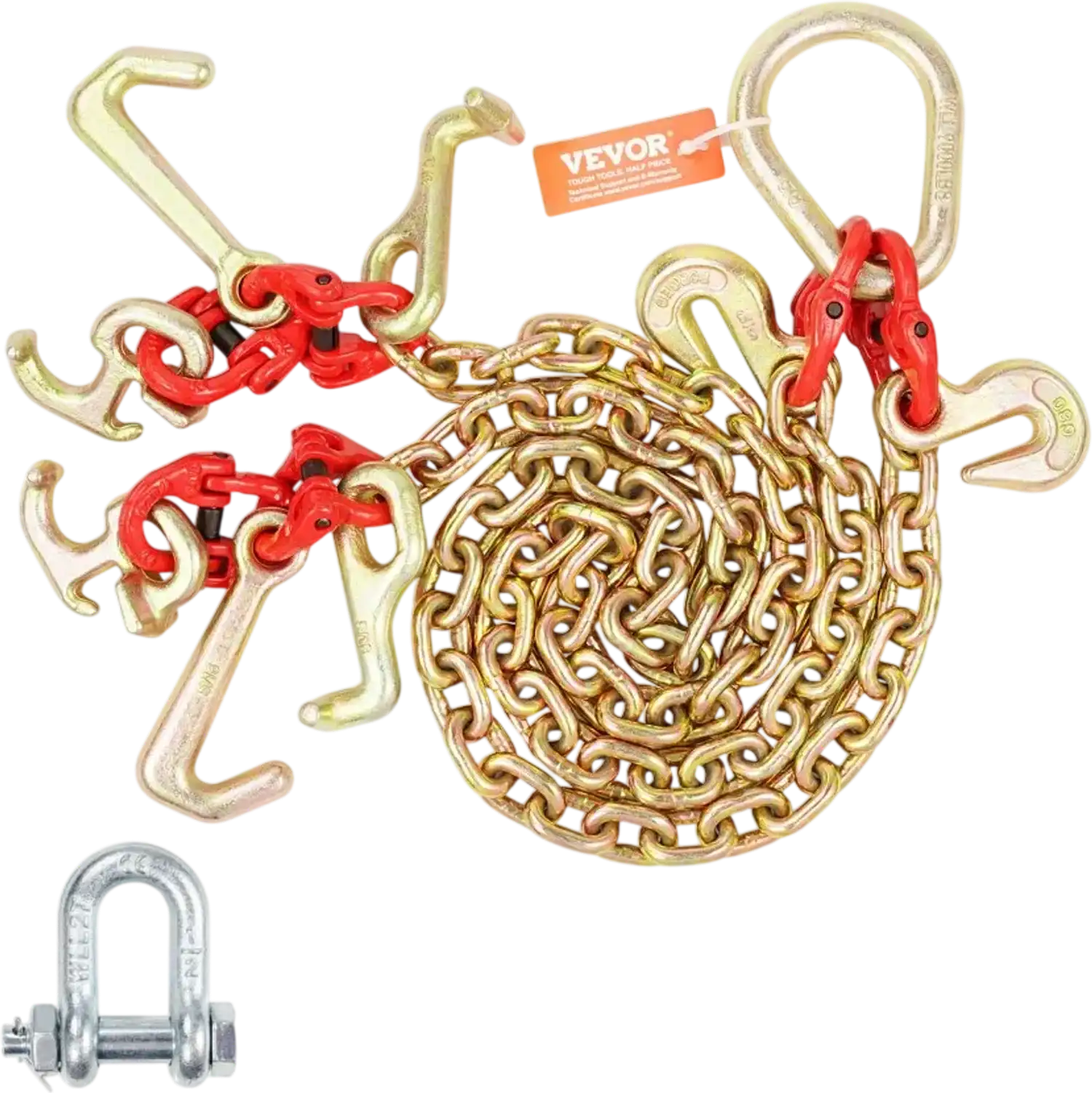 Vevor Tow Chain G80 V Bridle with Hooks 5/16