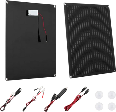 VEVOR 30W 12V Solar Panel Battery Charger, Solar Battery Trickle Charger Maintainer with Built-in Smart Controller & 3 Connection Cables, IP67 Waterproof Portable for RV Car Motorcycle Boat Van Camper