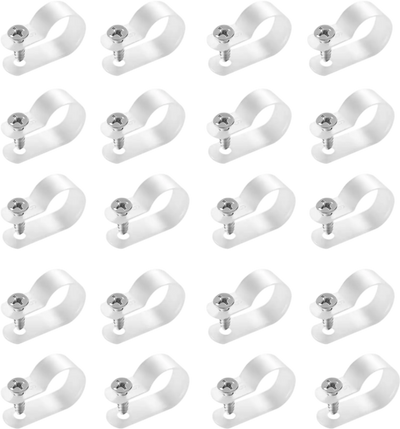 VEVOR R-Type Cable Clip, 0.51 in Wire Clamp, 100 Pack Nylon Screw Mounting Cord Fastener Clips with Screws, Electrical Grip Clip Wires Clamp, for Cable Management, Wire Organizer & Cord Holder(White)