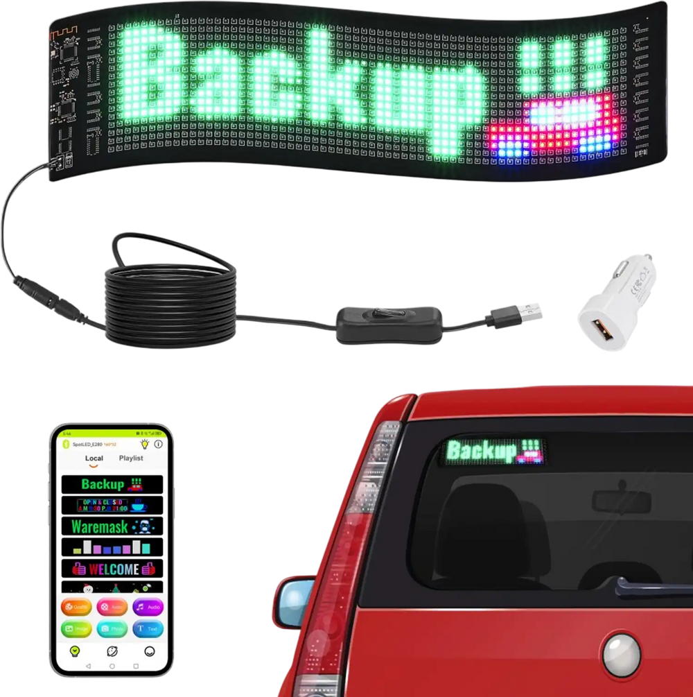 VEVOR Programmable LED Sign, P5 Full Color LED Scrolling Panel, DIY Custom Text Animation Pattern Display Board, Bluetooth APP Control Message Shop Sign for Store Business Car Bar Advertising, 15"x4"