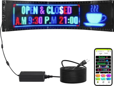 Vevor Scrolling LED Sign Full-Color Bluetooth App Control Display Board 32.9