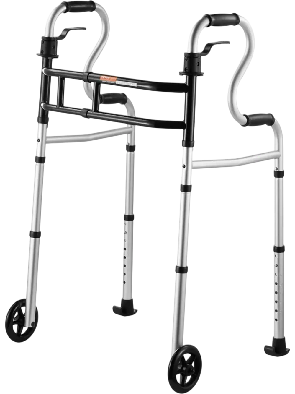 VEVOR Folding Walker on Wheels, 3-in-1 Stand-Assist Folding Walkers with Adjustable Height and Width, Lightweight Aluminum | Front Wheeled Mobility Aid for Elderly Handicapped Disabled, Up to 350LBS