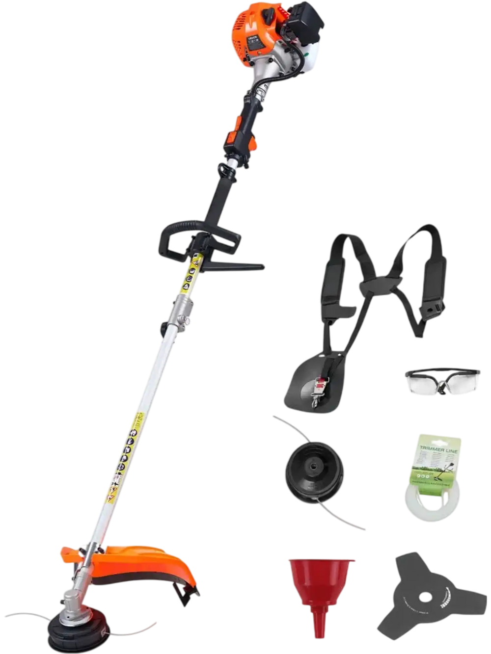 VEVOR String Trimmer, 26cc 2 in 1 Weed Wacker Gas Powered, 17" Cordless Grass Trimmer with 10" Brush Cutter, Shoulder Strap & 3T Blade, 2-Stroke Heavy-Duty Gas Weed Wacker for Quick Grass Cleaning