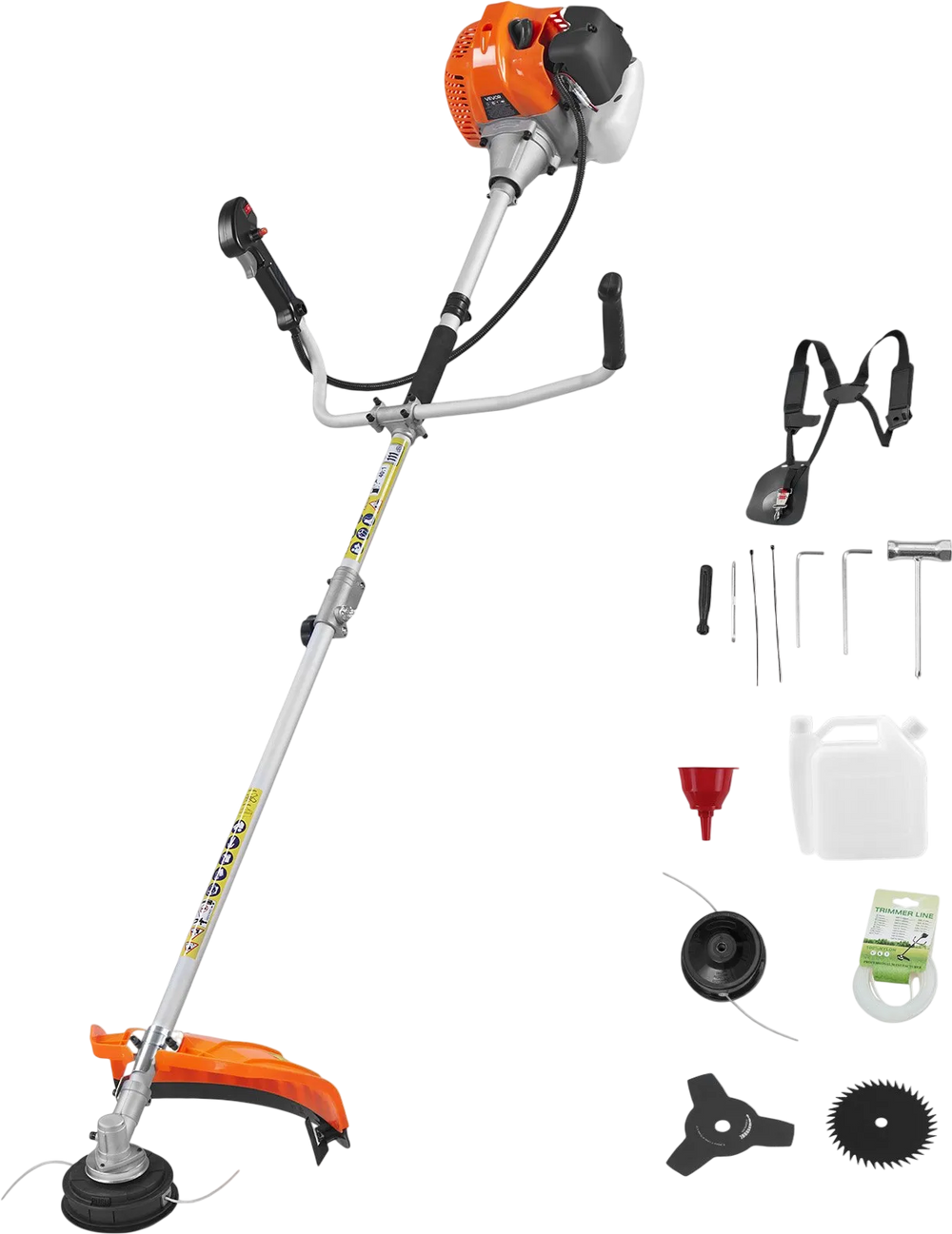 VEVOR Cordless String Trimmer, 52 cc 2-Stroke, Gas Powered Weed Wacker, 17" Cordless Grass Trimmer, Multi-Functional Lawn Edger with Shoulder Strap & 3T Blade, Weed Eater for Quick Grass Cleaning