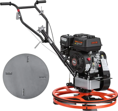 VEVOR Power Trowel, 24 inch Concrete Finishing Machine with Float Pan, 5.5HP Engine, 4 Blades, Adjustable Pitch, Gas-Powered Walk-Behind Cement Surface Finisher for Smooth Floors, Construction Use