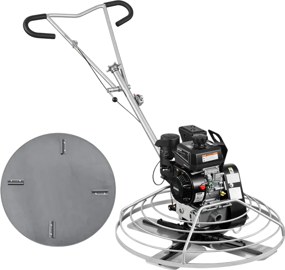 VEVOR Power Trowel, 38 inch Concrete Finishing Machine with Float Pan, 7HP Kohler Engine, 4 Blades, Adjustable Pitch, Gas-Powered Walk-Behind Cement Surface Finisher for Smooth Floors, Construction