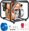 VEVOR Gas Powered Water Pump, 2 in, 132 GPM 7HP Semi Trash Water Transfer Pump Portable, Gasoline Engine with 25 ft Discharge Hose, Heavy Duty Frame, Cast Iron Impeller, for Irrigation, Ponds, Pools