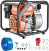 VEVOR Gas Powered Water Pump, 3 in, 242 GPM 7HP Semi Trash Water Transfer Pump Portable, Gasoline Engine with 25 ft Discharge Hose, Heavy Duty Frame, Cast Iron Impeller, for Irrigation, Ponds, Pools