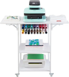 VEVOR Heat Press Table, 3 Tier Movable Heat Press Stand, Foldable Heat Transfer Machine Stand with Wheels and Vinyl Roll Holder, Rolling Metal Workbench for Sublimation Transfer Machine, White