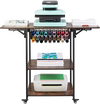 VEVOR Heat Press Table, 3 Tier Movable Heat Press Stand, Foldable Heat Transfer Machine Stand with Wheels and Vinyl Roll Holder, Rolling Metal Workbench for Sublimation Transfer Machine, Brown