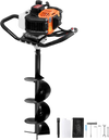 VEVOR Post Hole Digger Gas Powered, 52CC 1450W Earth Auger, Gas Auger with 8” Auger Drill Action Design Bits & 1 Extension Rod, Post Fence Hole Digger for Farmland Garden Plant, Orange+Black