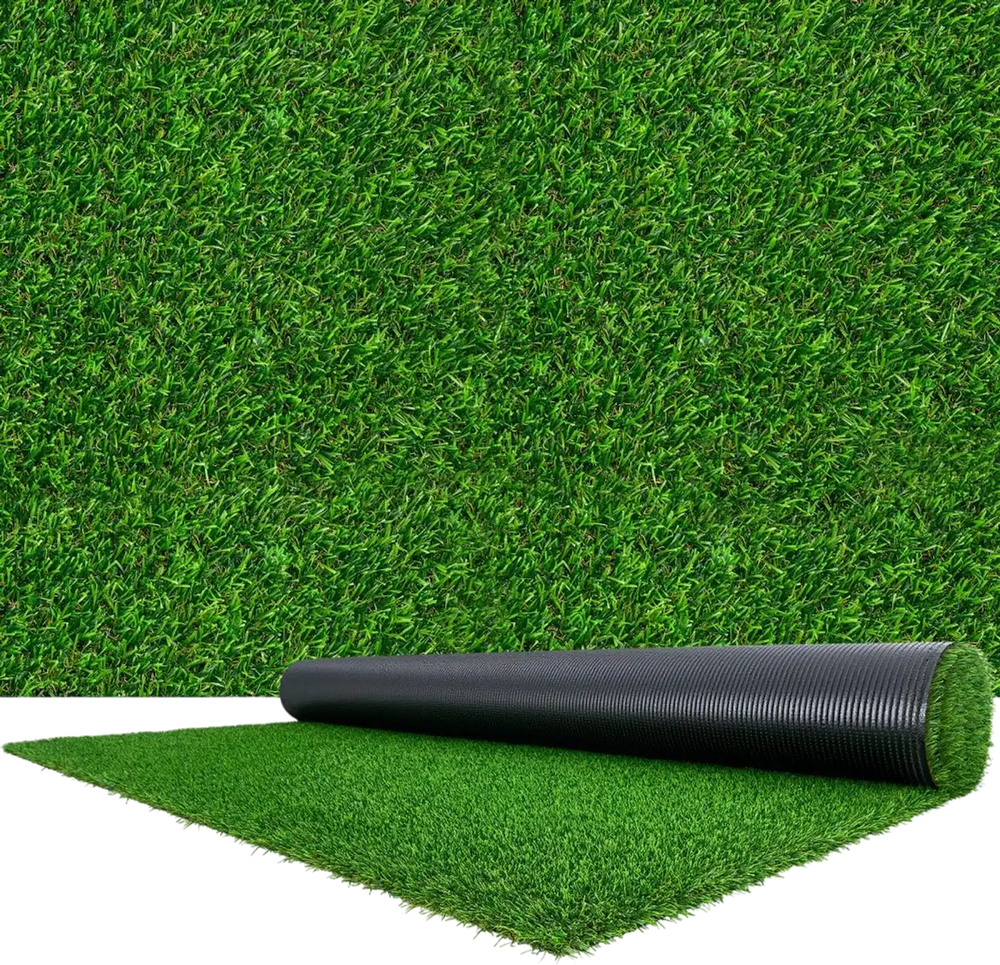 VEVOR Artificial Grass, 15 x 7 ft Fake Grass Turf Rug, 1.38 in Pile Height Realistic Synthetic Lawn Carpet Roll Mat, Easy Clean Drainage Holes for Patio, Garden, Balcony, Outdoor Indoor Decor, Green