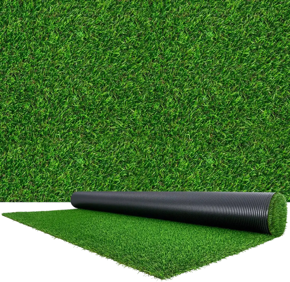 VEVOR Artificial Grass, 10 x 6.5 ft Fake Grass Turf Rug, 1.38 in Pile Height Realistic Synthetic Lawn Carpet Roll Mat, Easy Clean Drainage Holes for Patio, Garden, Balcony, Outdoor Indoor Decor, Green