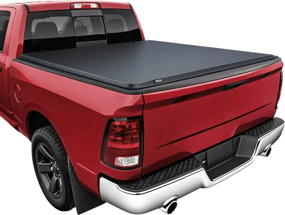 VEVOR Soft Roll-Up Truck Bed Tonneau Cover, Compatible with 2019-2024 Dodge Ram 1500 Classic, 2003-2025 Ram 2500 3500, Fits 6.4 ft (6 ft 4 in/76 in) Bed, PVC Tonneau Cover with Aluminum Alloy Bars