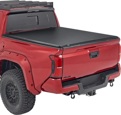 VEVOR Soft Roll-Up Truck Bed Tonneau Cover, Compatible with 2024-2025 Toyota Tacoma (Excl. Trail Edition) with Deck Rail System, Fits 5 ft (60 in) Bed, PVC Tonneau Cover with Three Aluminum Alloy Bars