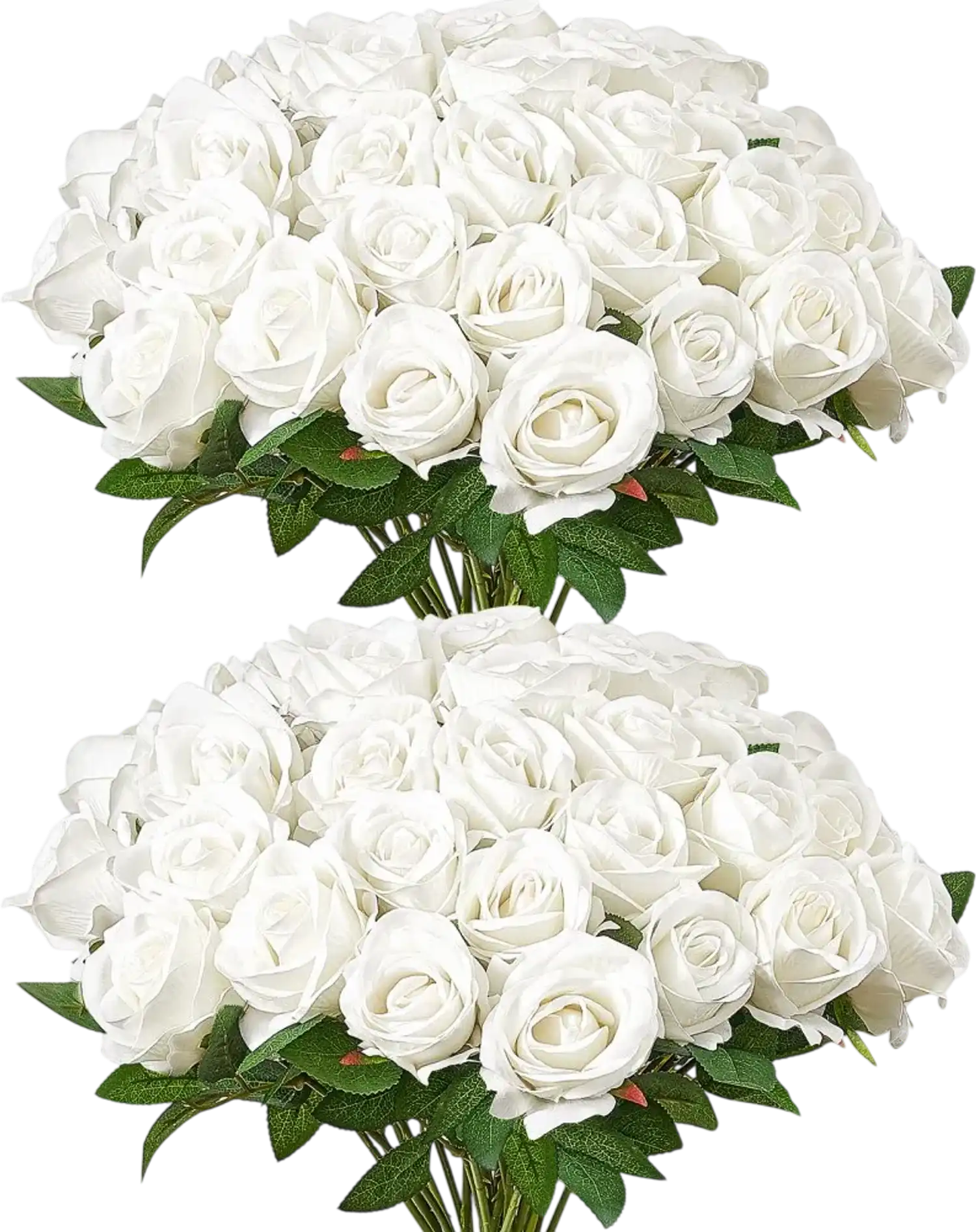 Vevor Artificial Flowers 60-Pc White Roses Bouquet Decor New