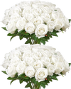 VEVOR Artificial Flowers, 60 pcs Real Looking White Foam Fake Roses Bulk, White Faux Bridal Shower with Stems for DIY Wedding Bouquets, Home Centerpieces Arrangements, Party Tables Decorations