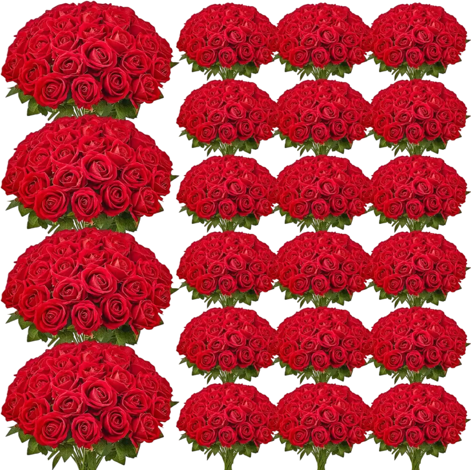 Vevor Artificial Flowers 500-Pc Red Fake Roses Bouquet Set New