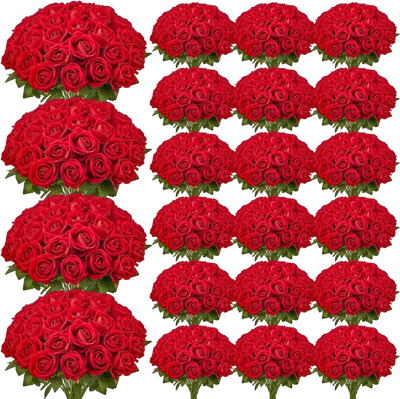 VEVOR Artificial Flowers, 500 pcs Real Looking Red Foam Fake Roses Bulk, Faux Red Bridal Shower with Stems for DIY Wedding Bouquets, Home Centerpieces Arrangements, Party Tables Decorations