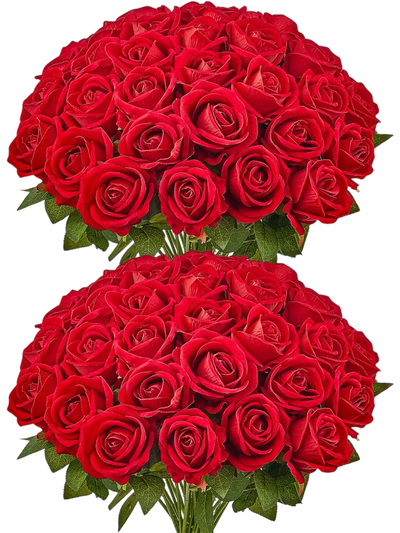 Vevor Artificial Flowers 60-Pc Red Rose Bouquet Bulk Set New