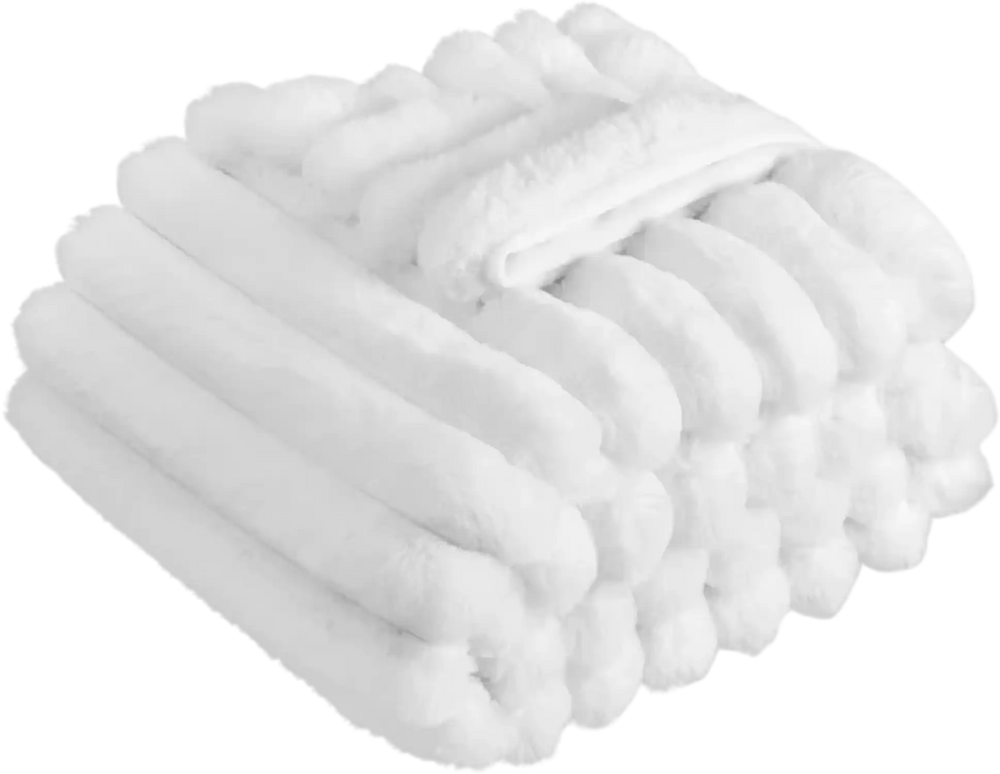 VEVOR Throw Blanket, 50 x 60 Inches / 1270 x 1524 mm, Faux Fur Cozy Throw Blankets, Cute Small Fuzzy Throws, Lightweight Super Soft Bed Blanket, Ideal for Couch, Sofa, Bedroom, White