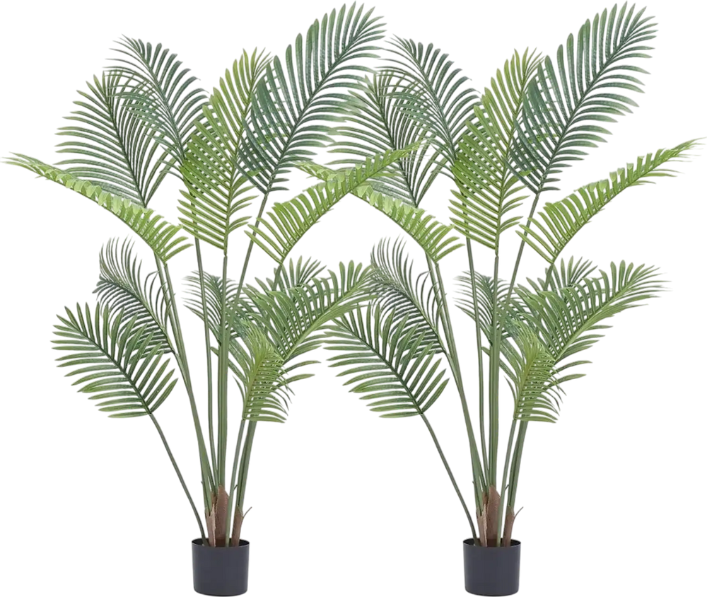 VEVOR Artificial Palm Tree, 5 FT Tall Faux Plant, Secure PE Material & Anti-Tip Tilt Protection Low-Maintenance Plant, Lifelike Green Fake Tree for Home Office Warehouse Decor Indoor Outdoor