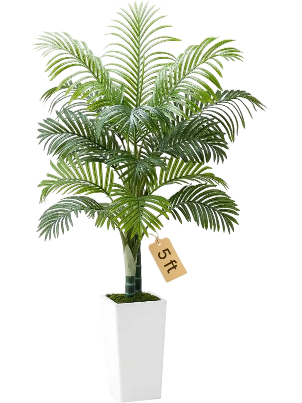 VEVOR Artificial Areca Palm Tree 5 ft, Fake Palm Tropical Plants with White Tall Planter, Faux Floor Silk Plant in Pot, Large Trees for Home Office Living Room Decor House Warming, Indoor Outdoor