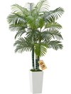 VEVOR Artificial Areca Palm Tree 6 ft, Fake Palm Tropical Plants with White Tall Planter, Faux Floor Silk Plant in Pot, Large Trees for Home Office Living Room Decor House Warming, Indoor Outdoor